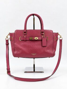 Coach Pink Pebbled Leather Satchel Shoulder Crossbody Bag Gold Hardware